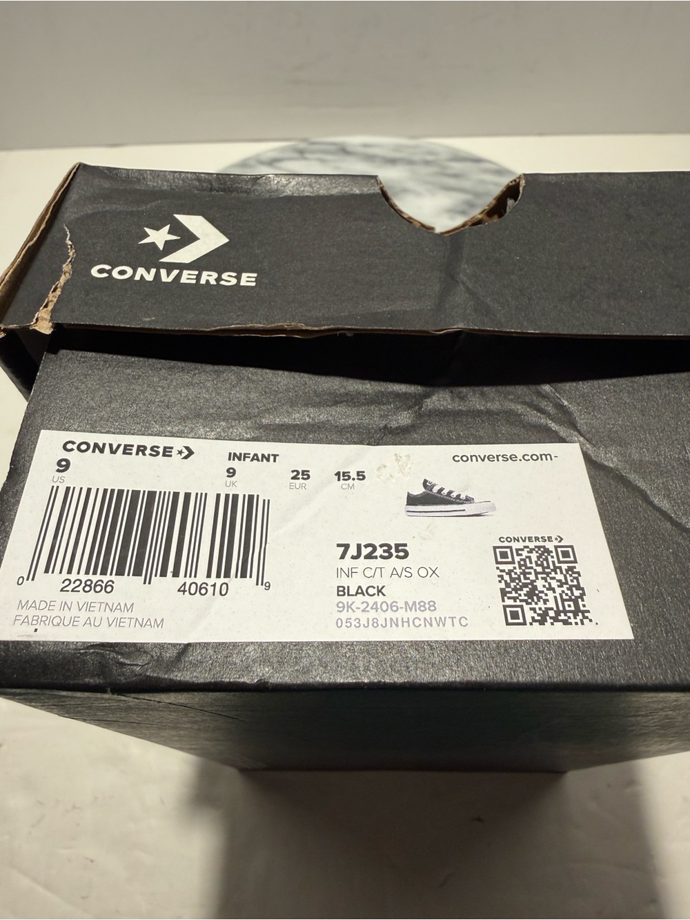 Converse Chuck Taylor All Star Black Low Top Infant Size 9 New In Box - Picture 7 of 7